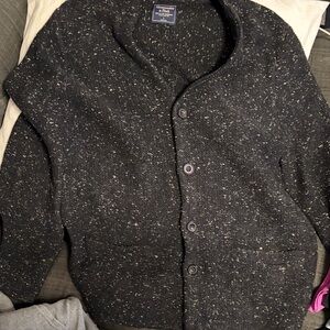 Abercrombie & Fitch Charcoal Speckled Button-Up Cardigan